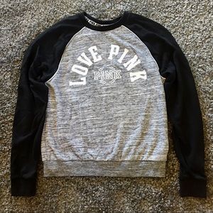 PINK Gray and Black Sweatshirt